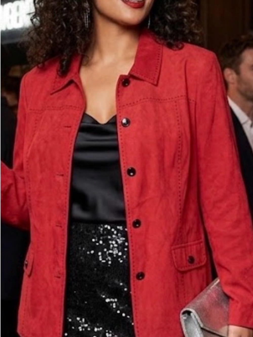 Alfred Dunner Red Button-Front Blazer Jacket